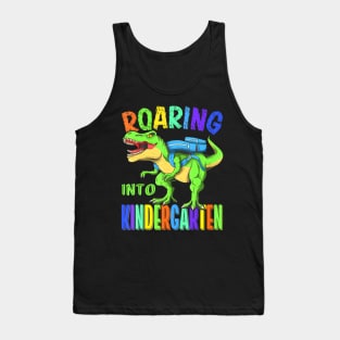 Roaring Into Kindergarten Dinosaur T Rex Back To School Boys Tank Top